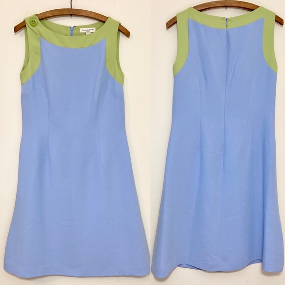 Amanda Smith Dresses & Skirts - Blue and Lime Sleeveless Dress Size 8 Amanda Smith